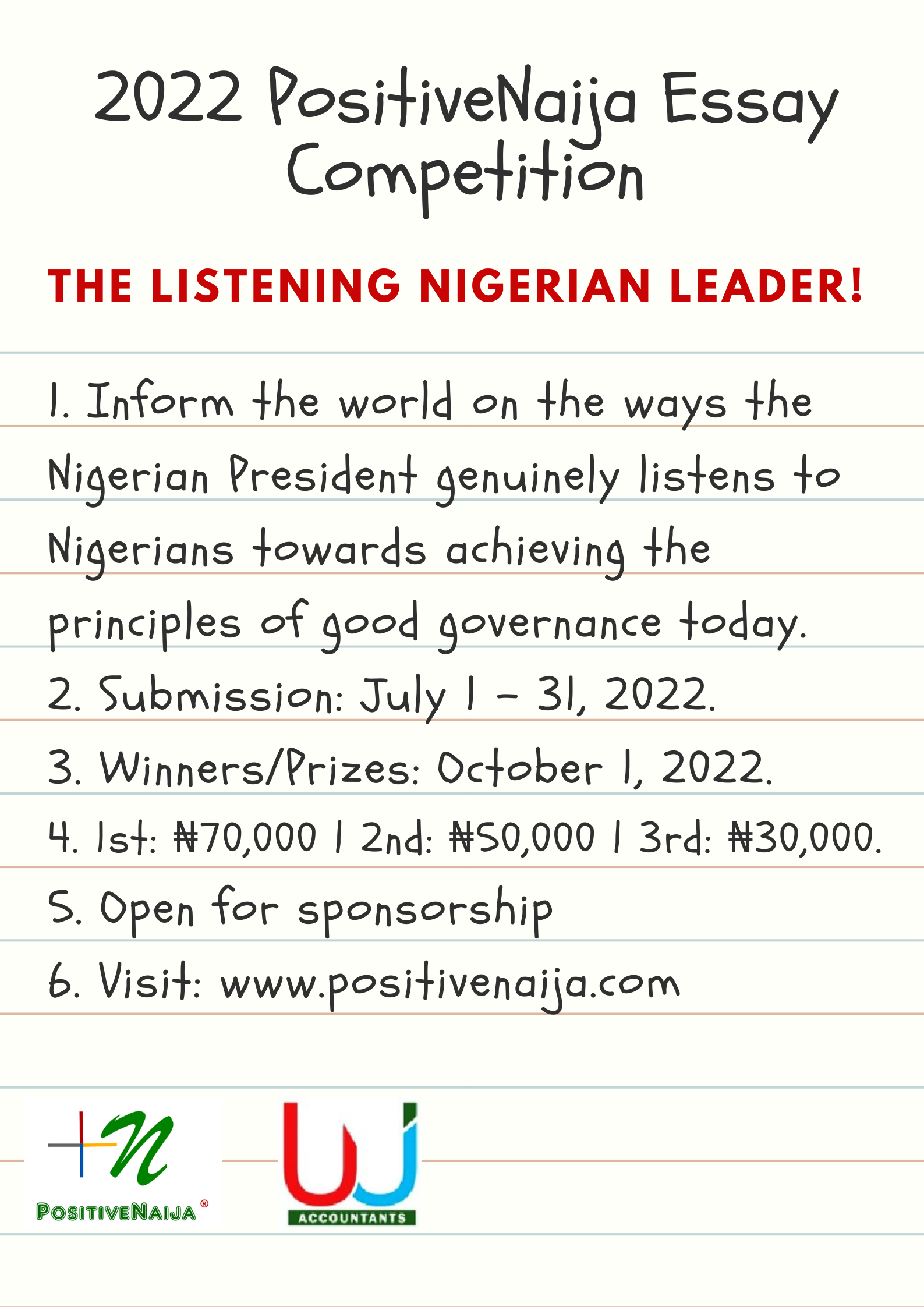 Call For Entries 2022 PositiveNaija Essay Competition PositiveNaija